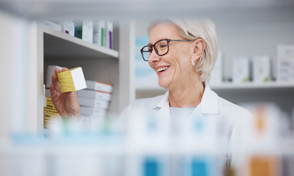 Prescription dispensing at a pharmacy counter